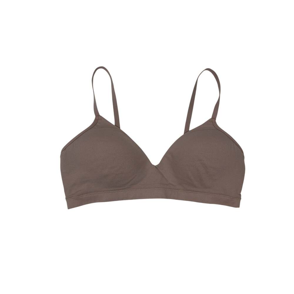 ThirdLove Bra Womens Medium Brown Wireless Plunge Ribbed Molded Triangle Cups